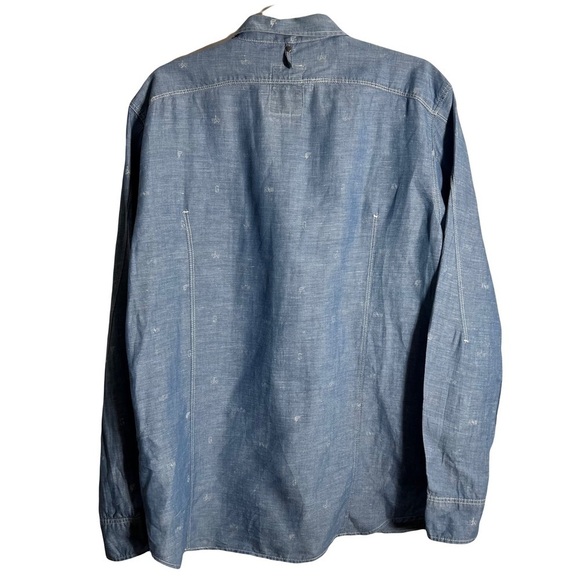 G Star Raw Mens Arc 3D Long Sleeve Shirt Size XL blue Western Cowboy Button Snap - Picture 2 of 16